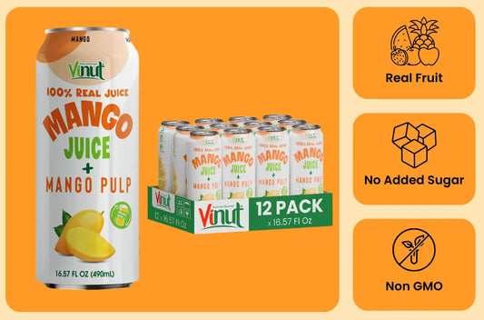 Vinut Mango con Pulpa – Jugo 100%, 12 Pack
