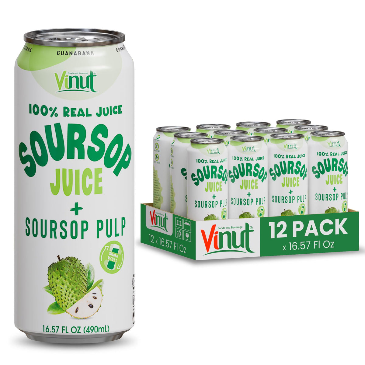 Vinut Guanábana con Pulpa – Jugo 100%, 12 Pack